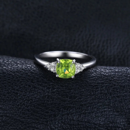 Elegant Natural Peridot 1.1ct Solitaire Ring 925 Sterling Silver Gemstone Jewelry for Women