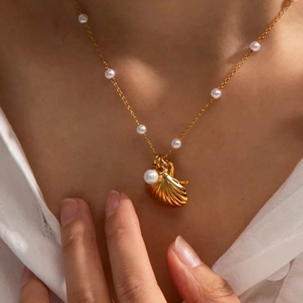 Trend Elegant Jewelry Wedding Baroque Pendant Necklace For Women Fashion Imitation Pearl Geometry Chain Choker Necklace