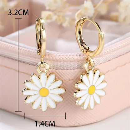 Gold Daisy Sunflower Hoop Earrings – Elegant Dangle Hoops for Women, Everyday & Bridesmaid Jewelry 🌼✨