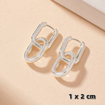 Gold Geometric Square Hoop Earrings Women Stainless Steel Fashion