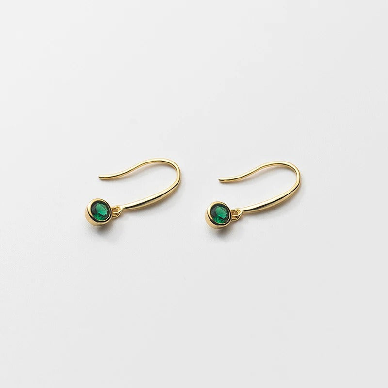 925 Silver Green Zircon Drop Earrings Women Luxury Gold Jewelry