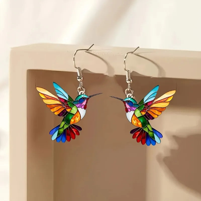 Acrylic Hummingbird Drop Earrings 2D Bird Shape Women Girls