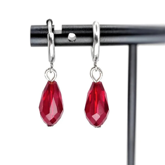 Red & Black Gem Dangle Earrings Women Gothic Crystal Jewelry