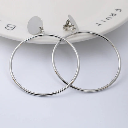 Gold & Silver Geometric Big Round Clip Earrings for Women