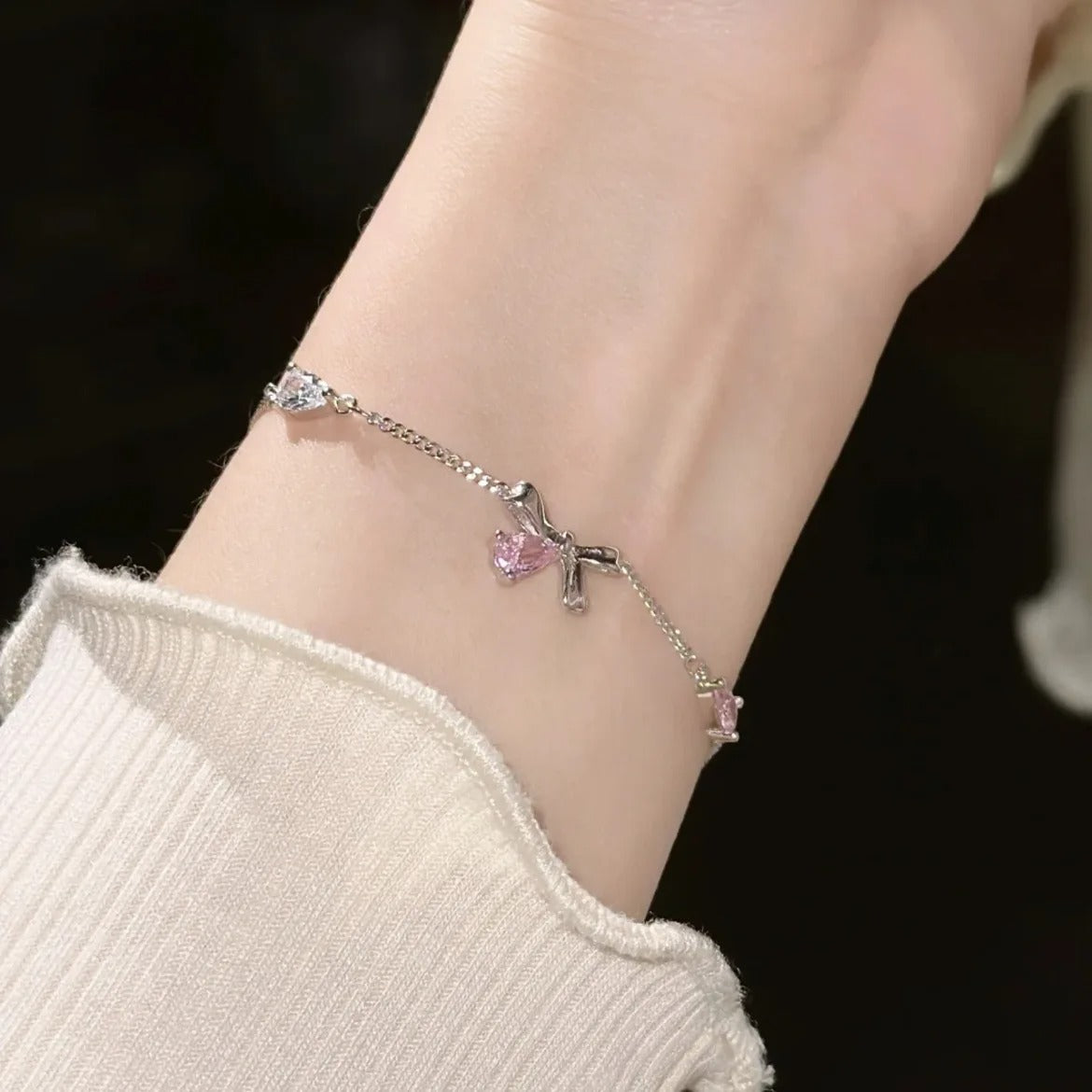 Shiny Cherry Blossom Bracelet for Women & Girls Moon Bow Style
