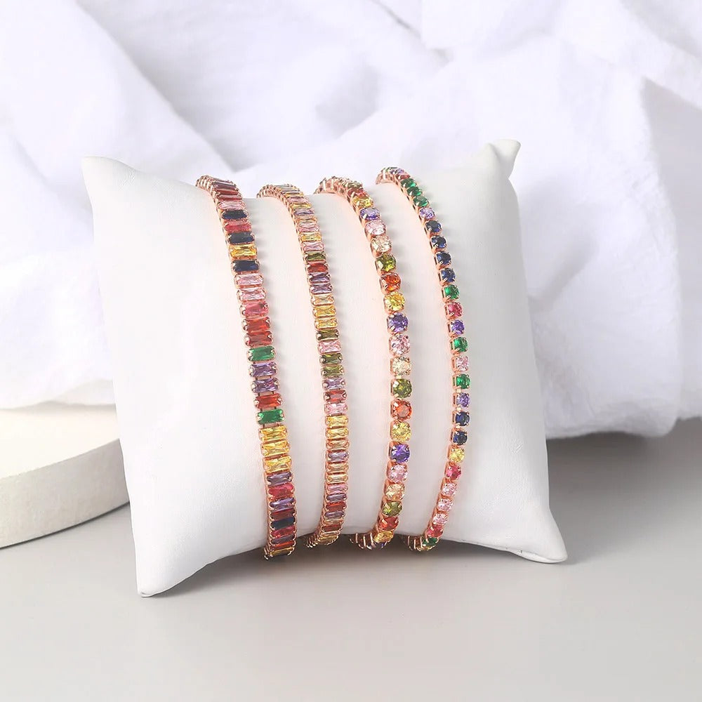 Adjustable Rainbow Zircon Tennis Bracelet for Women Wedding Jewelry