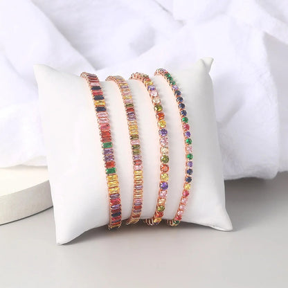 Adjustable Rainbow Zircon Tennis Bracelet for Women Wedding Jewelry