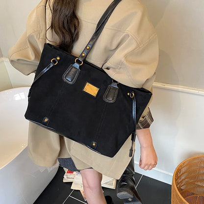 Women’s PU Suede Shoulder Tote Bag High Capacity