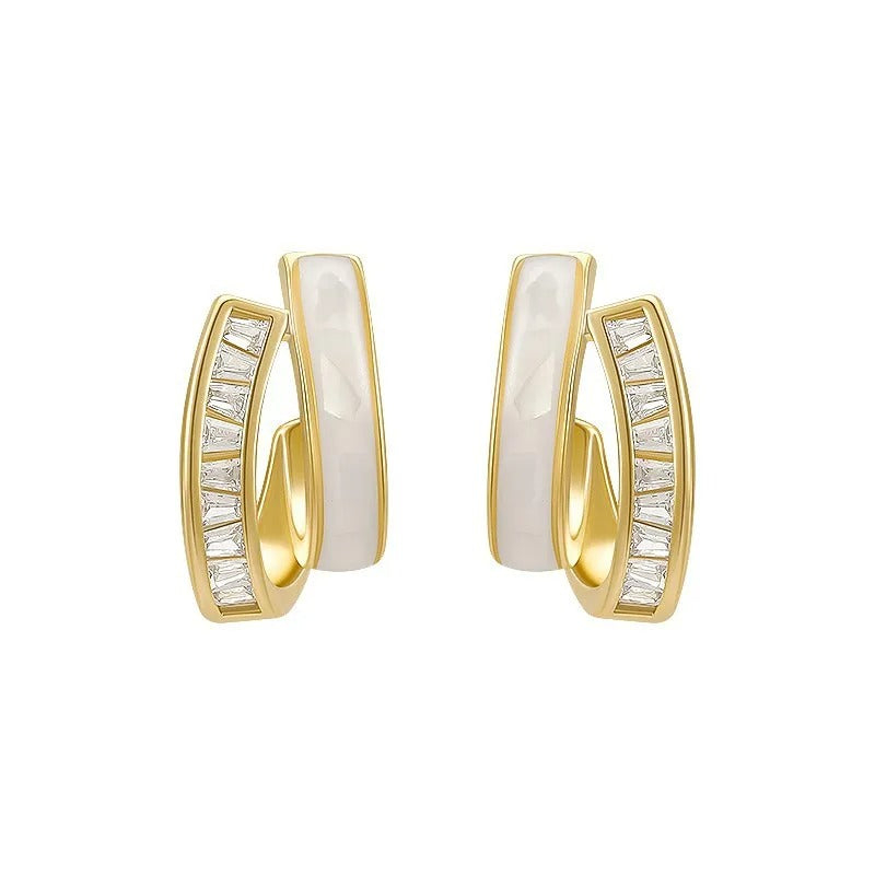 Sterling Silver Zircon Stud Earrings Women Fashion Jewelry