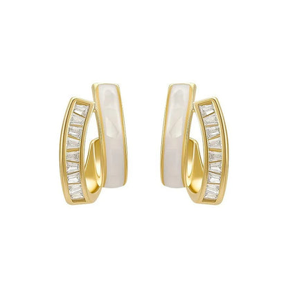 Sterling Silver Zircon Stud Earrings Women Fashion Jewelry
