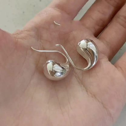 925 Sterling Silver Waterdrop Ball Earrings Women Trendy Jewelry