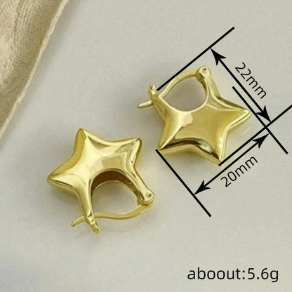 Minimalist Small Star Hoop Earrings For Women Gold Color Cute Tiny Ear Buckle Female Daily Party Jewelry
