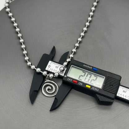 Y2K Stainless Steel Beads Chain Spiral Vortex Pendant Choker Necklace for Women Men Punk Grunge Aesthetic Necklace Jewelry