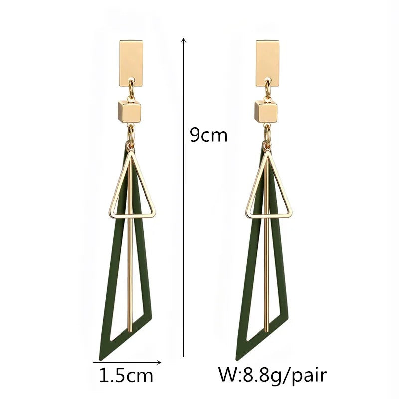 Triangle Long Drop Earrings for Women Geometric Statement Jewelry Gift