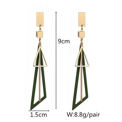 Triangle Long Drop Earrings for Women Geometric Statement Jewelry Gift