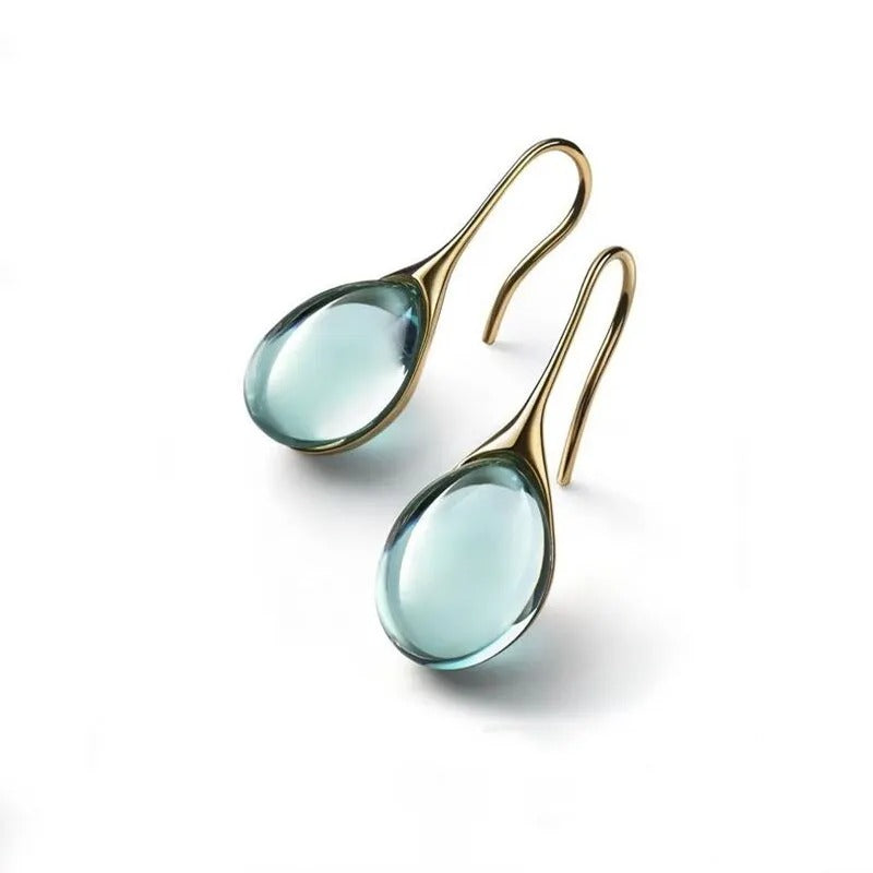 2 Pcs Gold-color Earrings Luxury Style Eye Stones Colorful Fashion Earrings