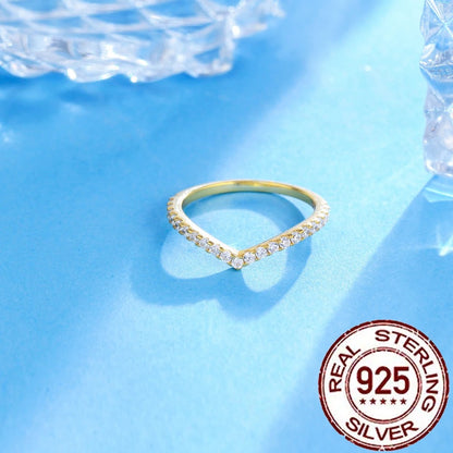 925 Sterling Silver Stackable V-Shaped Rings for Women CZ & Gold Plated
