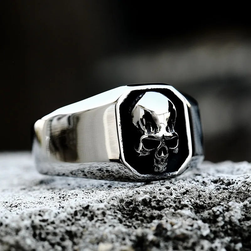 BEIER Skull Skeleton Ring Stainless Steel Gothic Punk Jewelry for Men