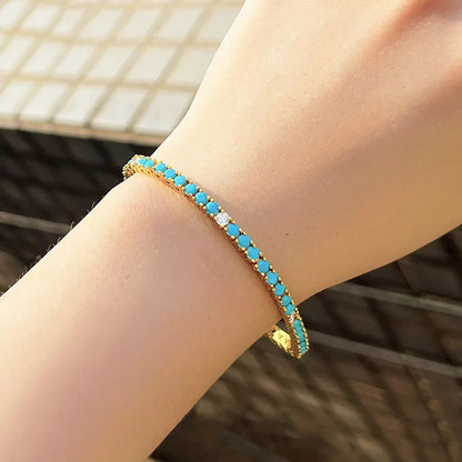 Women’s Geometric Turquoise Chain Bracelet Luxury Engagement Jewelry