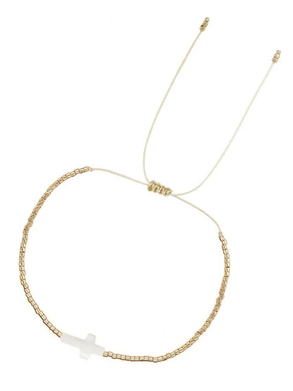 Vlen Dainty Cross Miyuki Beaded Bracelet for Women – Elegant Pulseras Mujer