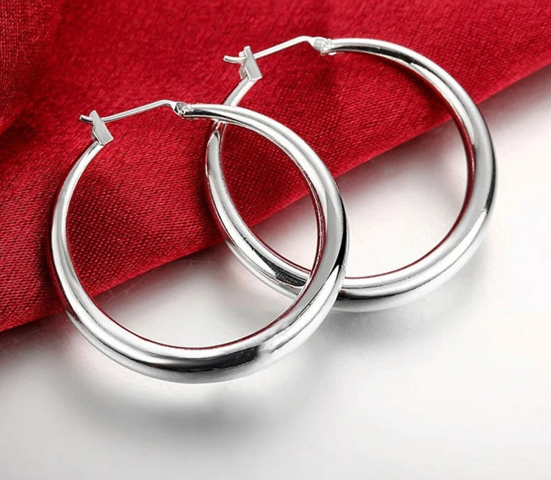 Silver Rose Gold Hoop Earrings For Women Girls Fashion Jewelry