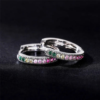 Women’s Silver Hoop Earrings Sparkling Cubic Zirconia Jewelry