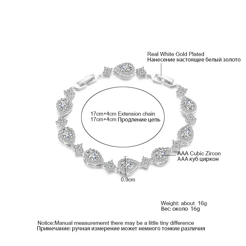 ZAKOL Water Drop Zircon Bracelet Elegant Bridal & Party Jewelry for Women