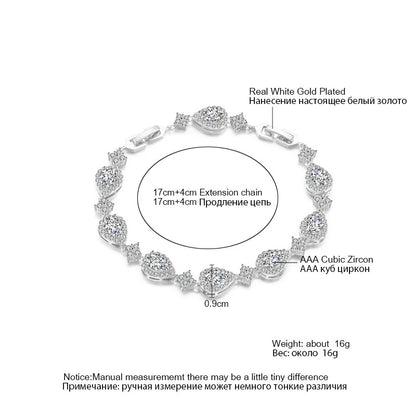 ZAKOL Water Drop Zircon Bracelet Elegant Bridal & Party Jewelry for Women
