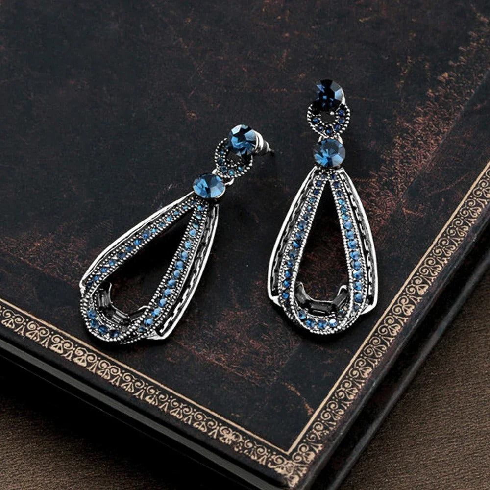 Women’s Ethnic Blue Stone Earrings Anniversary Gift for Wife