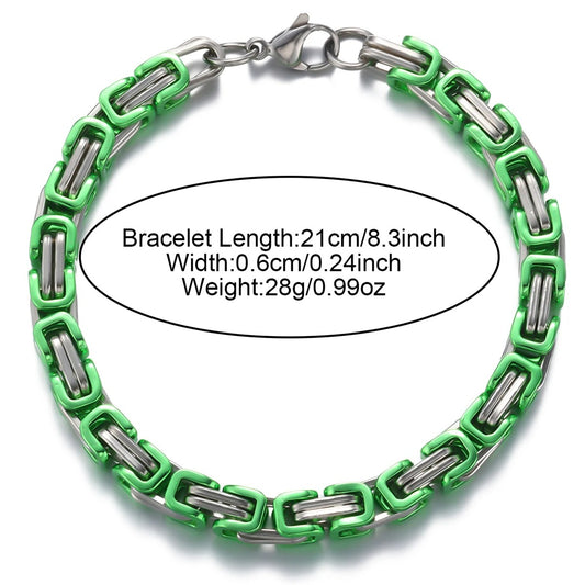Colorful Premium Stainless Steel Cuban Chain Bracelet For Design Hip Pop Byzantine Chain Bracelet Jewelry