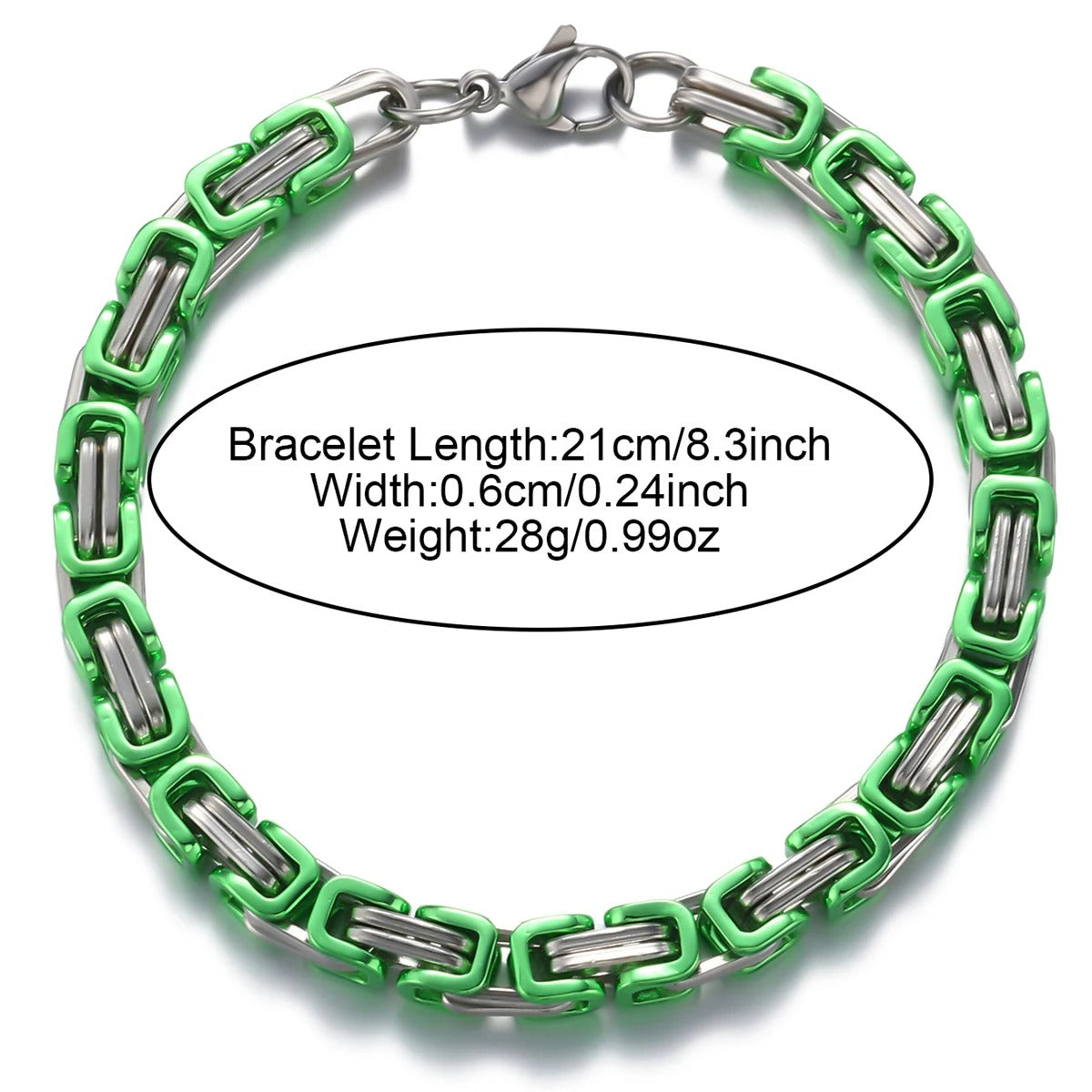 Colorful Premium Stainless Steel Cuban Chain Bracelet For Design Hip Pop Byzantine Chain Bracelet Jewelry