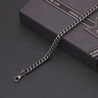 Retro Oxidized Black 6MM Cuban Chain Bracelet for Men