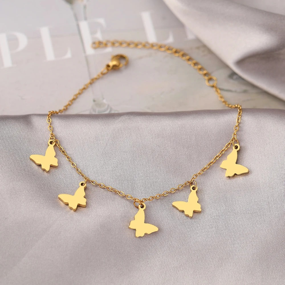 Stainless Steel Butterfly Pendant Bracelet Vintage Women’s Jewelry