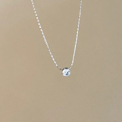 Exquisite Little Zircon Pendant Necklace for Women Charm Silver Color Stainless Steel Temperament Chokers Korean Jewelry Gift