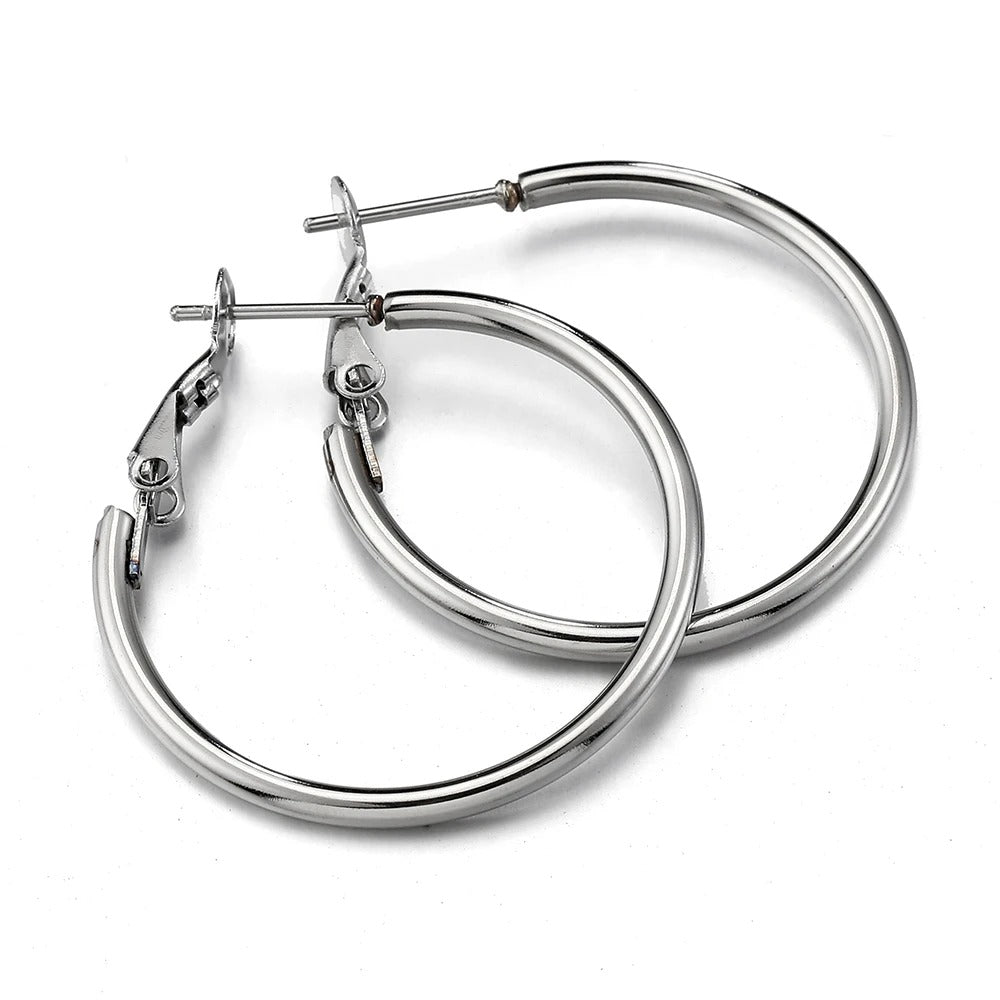 Stainless Steel Round Big Circle Hoop Earring Hoops Gold Color Earring Fashion Women Jewelry