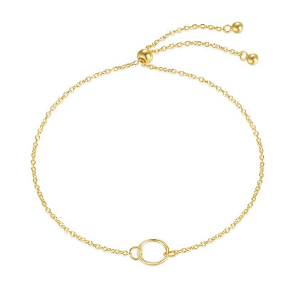 Silver Geometric Circle Adjustable Chain Bracelet for Women