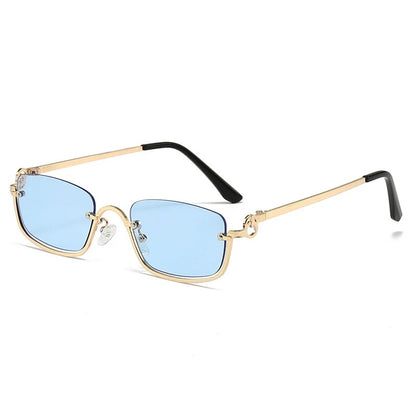 Retro Metal Half-Frame Small Square Sunglasses UV400