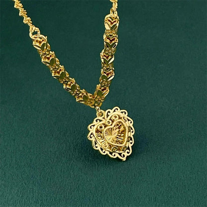 Luxury 925 Sterling Silver Gold Plated Love Heart Pendant Necklace for Women Engagement Jewelry