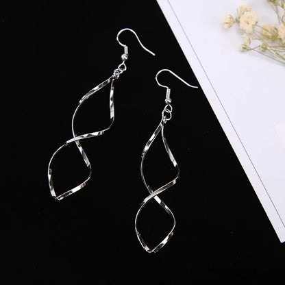 Women’s Simple Spiral Drop Earrings Trendy Long Statement Jewelry