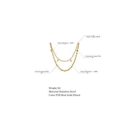 Yhpup Stylish Layered Chain Stainless Steel Necklace 18K Gold Plated Texture Waterproof Trendy Korean Thin Chain Jewelry Women