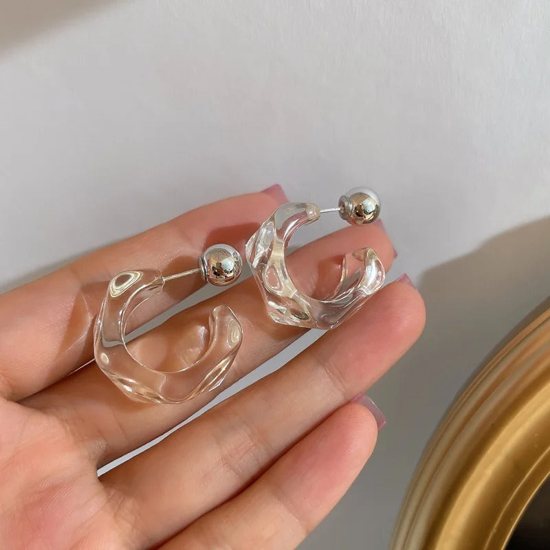 Women’s Clear Acrylic Geometric Hoop Earrings Korea Trendy Earrings
