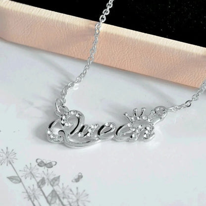 New Fashion Luxury Gold-Color Queen Crown Chain Necklace Zircon Crystal Women Jewelry Birthday Present Gifts