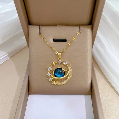 Delicate Starry Pendant Necklace for Women – Micro Inlaid Zircon Luxury Collares Jewelry Gift
