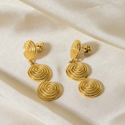 Circular Thread Dangle Earrings Spiral Textured Jewelry Women