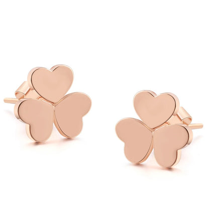 Classic Heart Leaf Rose Gold Color Simple Stud Earrings Fashion Jewelry For Girl Gift