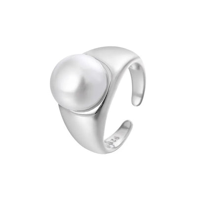 New in 925 Sterling Silver Pearl Adjustable Women's Rings Wedding Luxury Jewelry