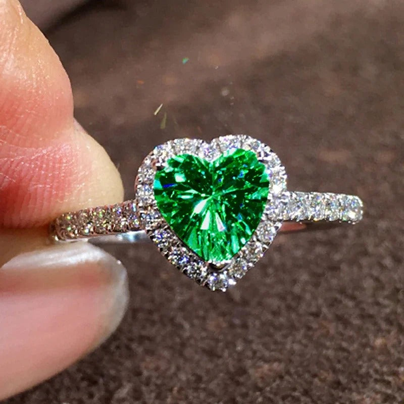 Shiny Heart Ring for Women Exquisite CZ Finger Accessory