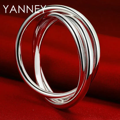 925 Sterling Silver 3-Circle Bangle  Women & Men Fashion Jewelry