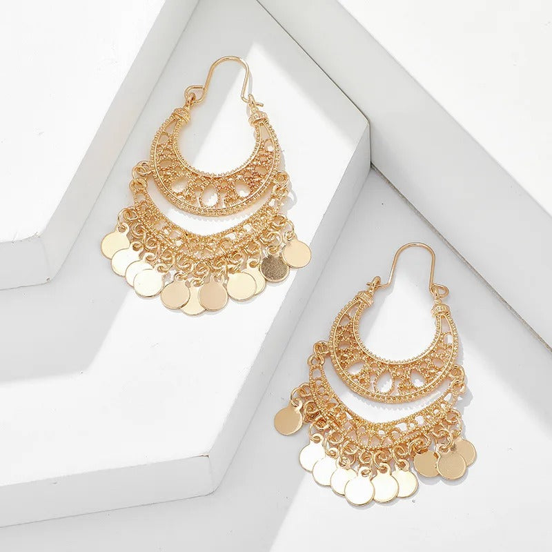 Bohemian Gold Tassel Hoop Earrings Women’s Luxury Party Jewelry