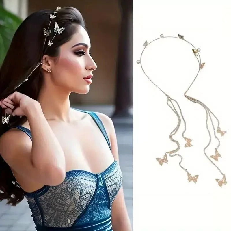 Handmade Pearl Rhinestone Butterfly Headband for Women